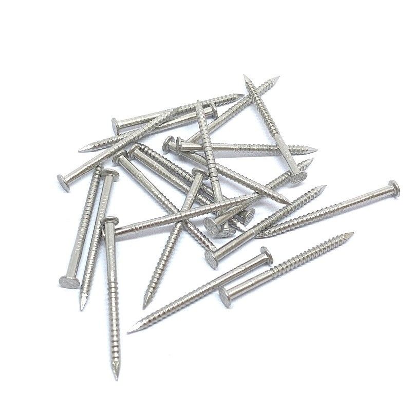 Stainless Checkered Flat Head Nails / Ring Shank Roofing Nails For Wood